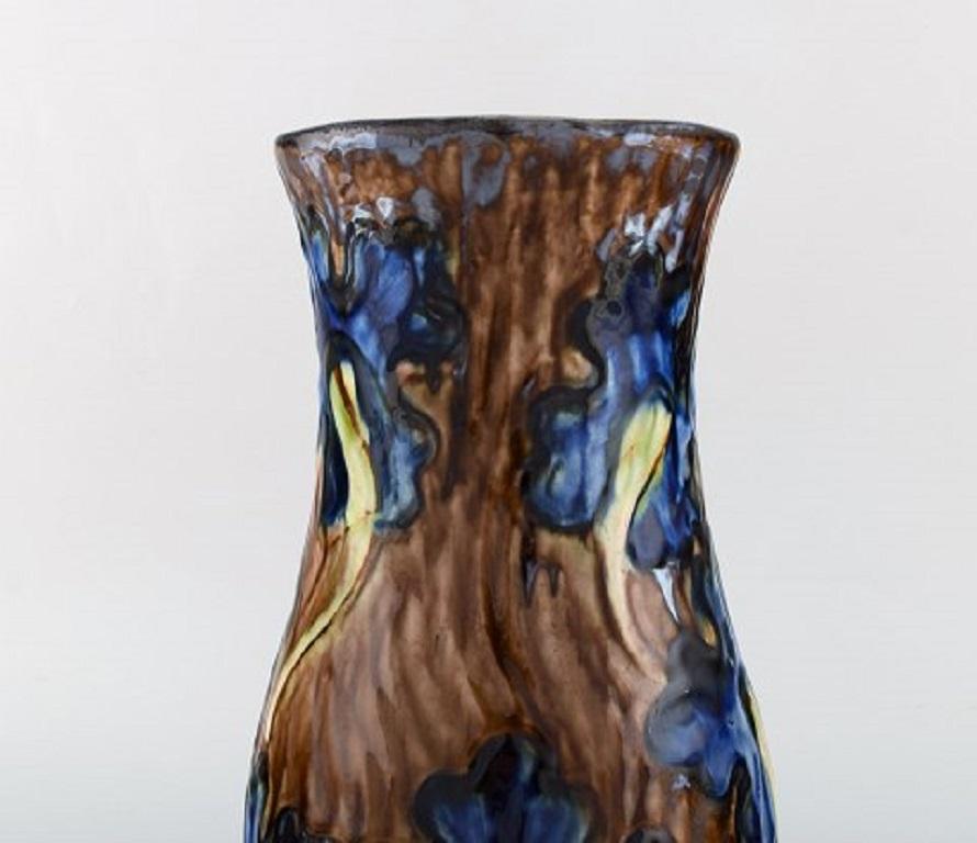 Danish Roskilde Lervarefabrik, Denmark, Large Art Nouveau Vase in Glazed Ceramics For Sale