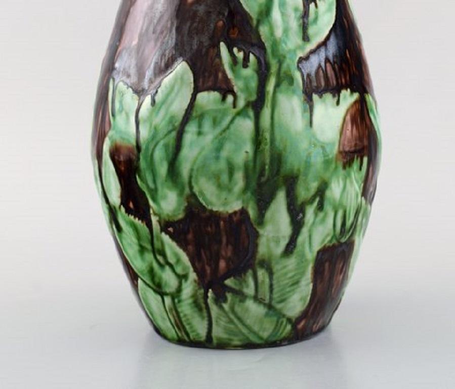 Danish Roskilde Lervarefabrik, Denmark, Large Art Nouveau Vase in Glazed Ceramics