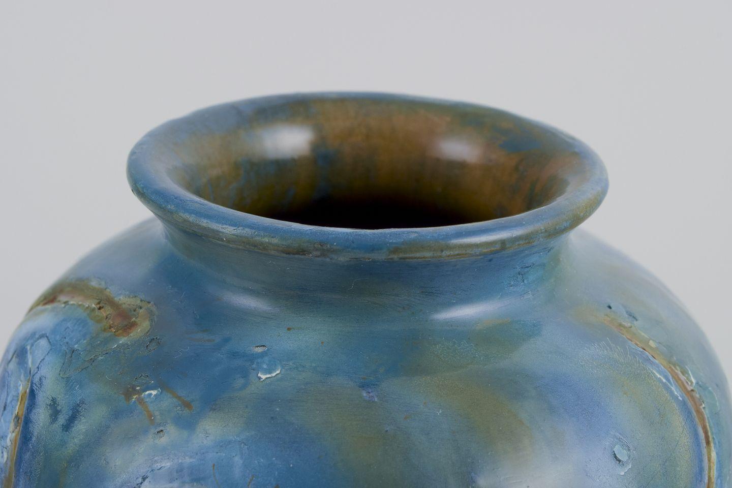 Danois Møller & Bøgely. Unique vase Art Nouveau en céramique émaillée. 1917-1920. en vente