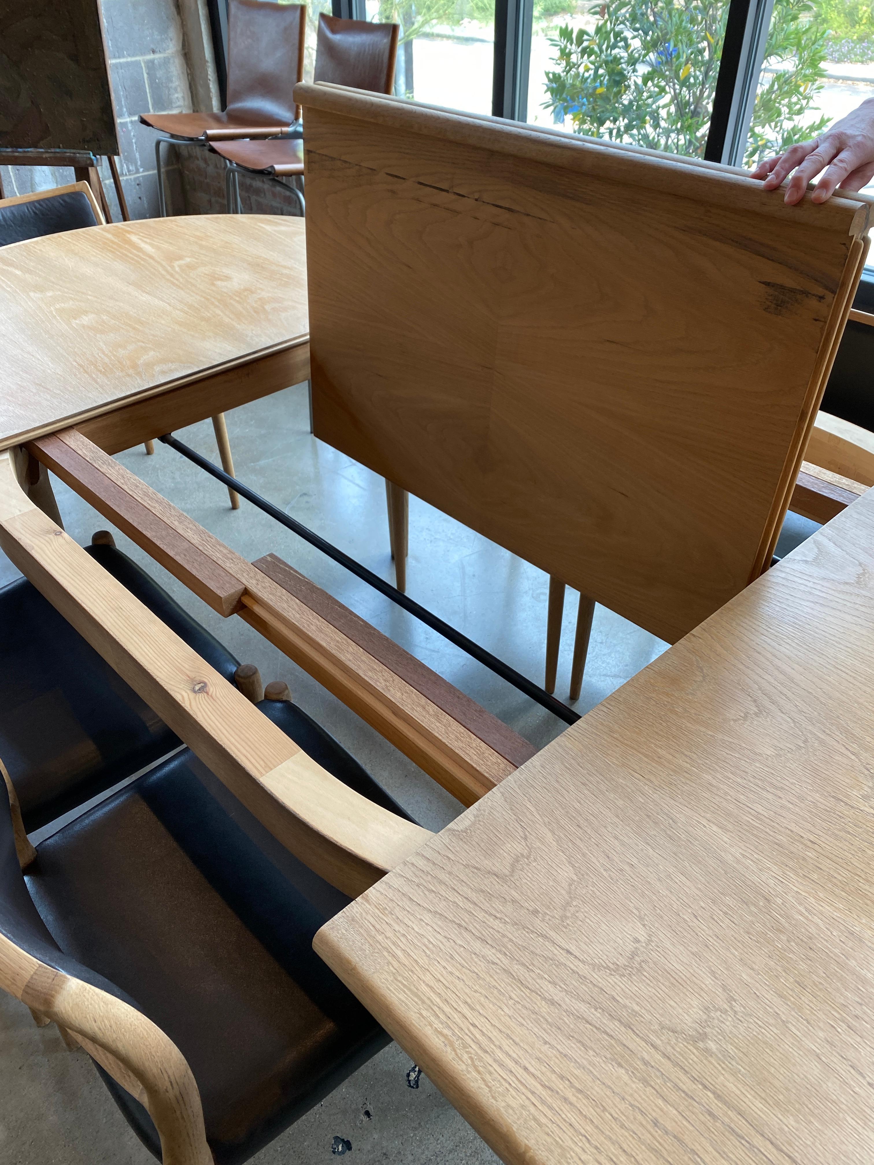 Leather Møller Expandable Dining Table and Six Chair Set, Denmark