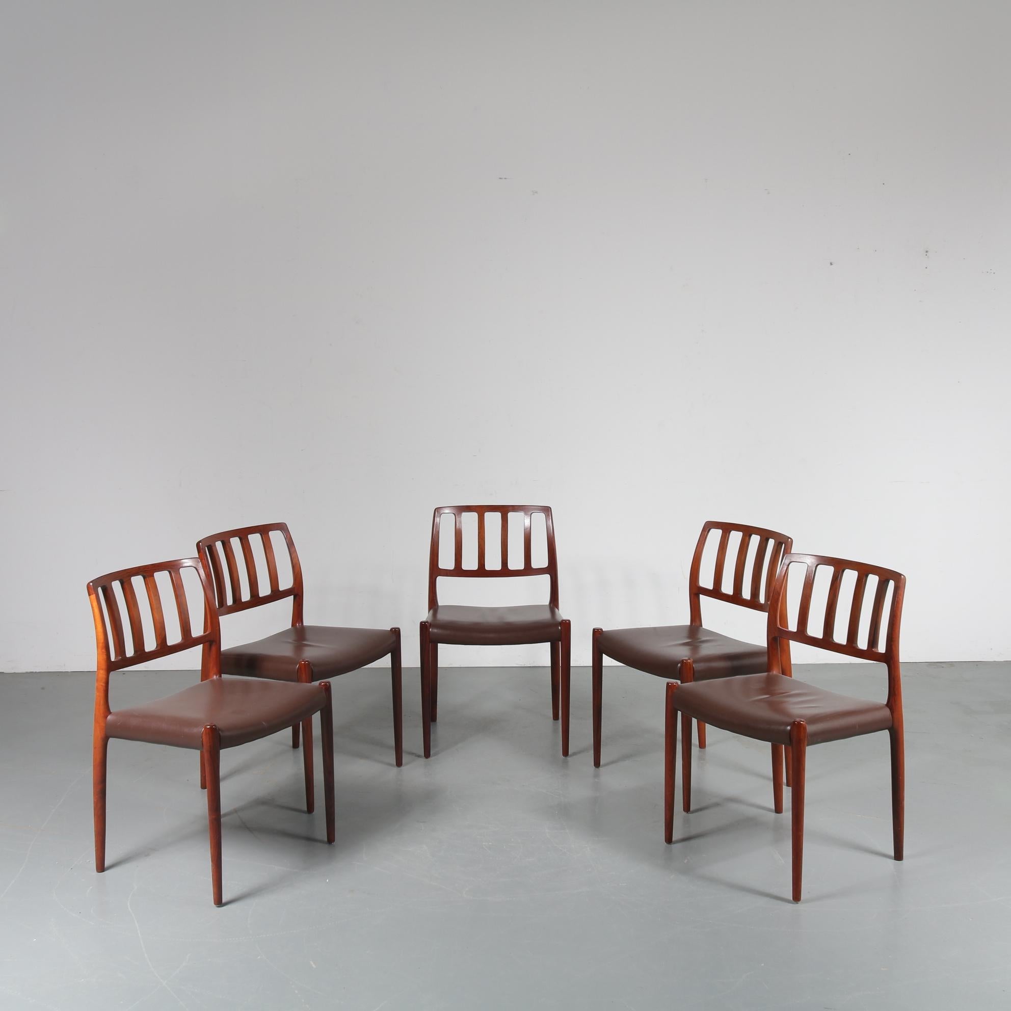 Mid-Century Modern Møller “Model 83” Dining Chairs, Denmark, 1960