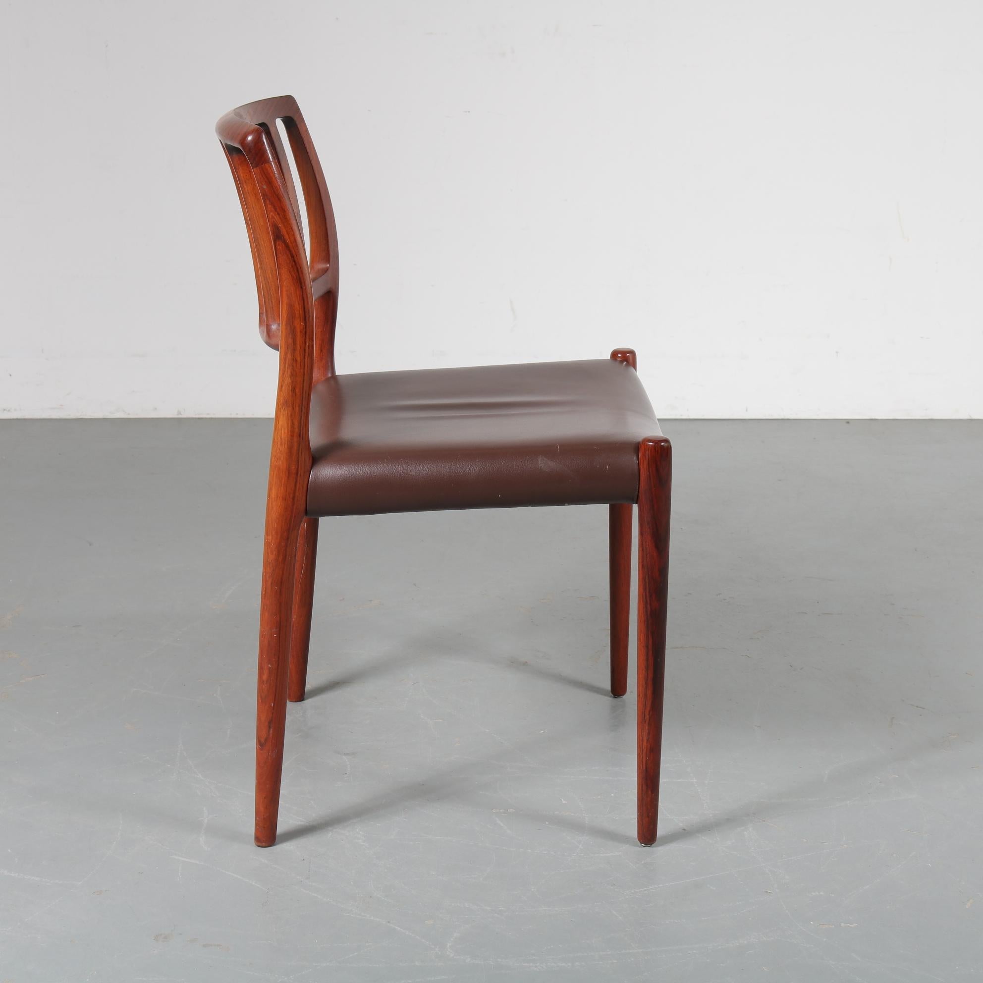 Leather Møller “Model 83” Dining Chairs, Denmark, 1960