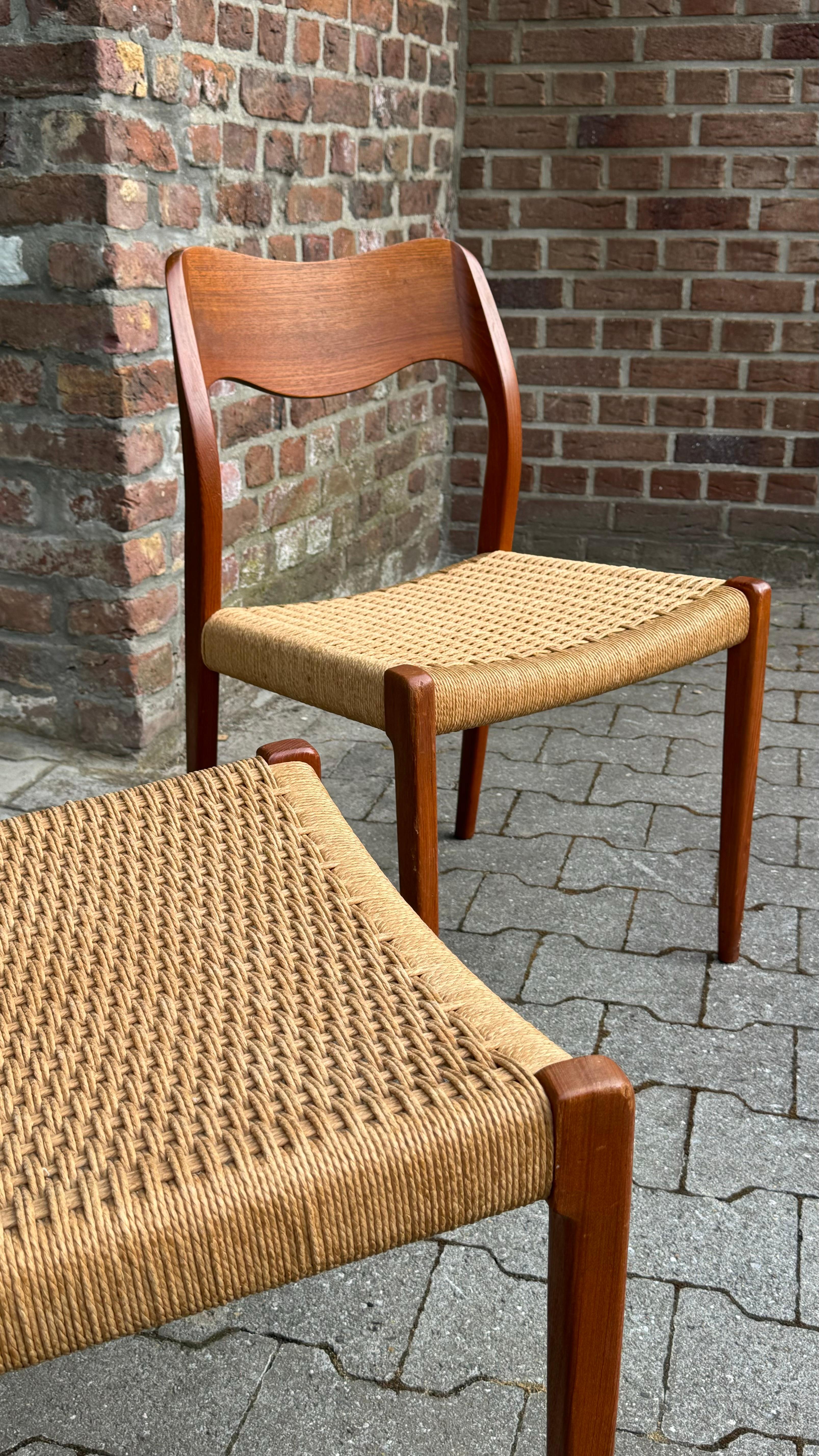 Møller No. 77 Teak Chair with Danish Cord Seat, Mid-Century Scandinavian Design For Sale 10