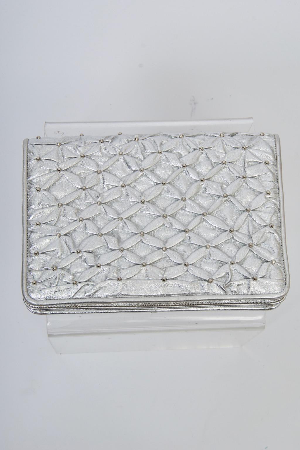 MM Silver Convertible Clutch For Sale 2