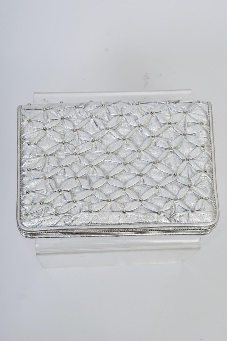 MM Silver Convertible Clutch For Sale 2
