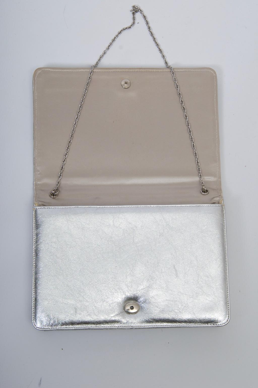 MM Silver Convertible Clutch For Sale 3