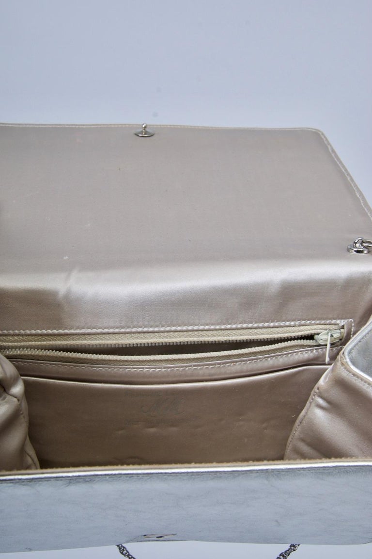 MM Silver Convertible Clutch For Sale 5