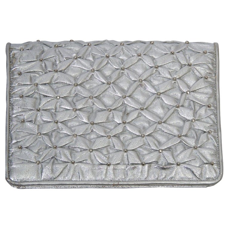MM Silver Convertible Clutch For Sale