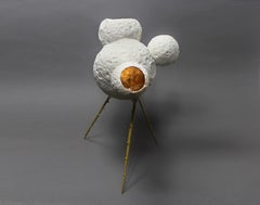 MM0005 Sculpture by Mikel Durlam and Monty J, Ceramic, Gold Leaf and Brass