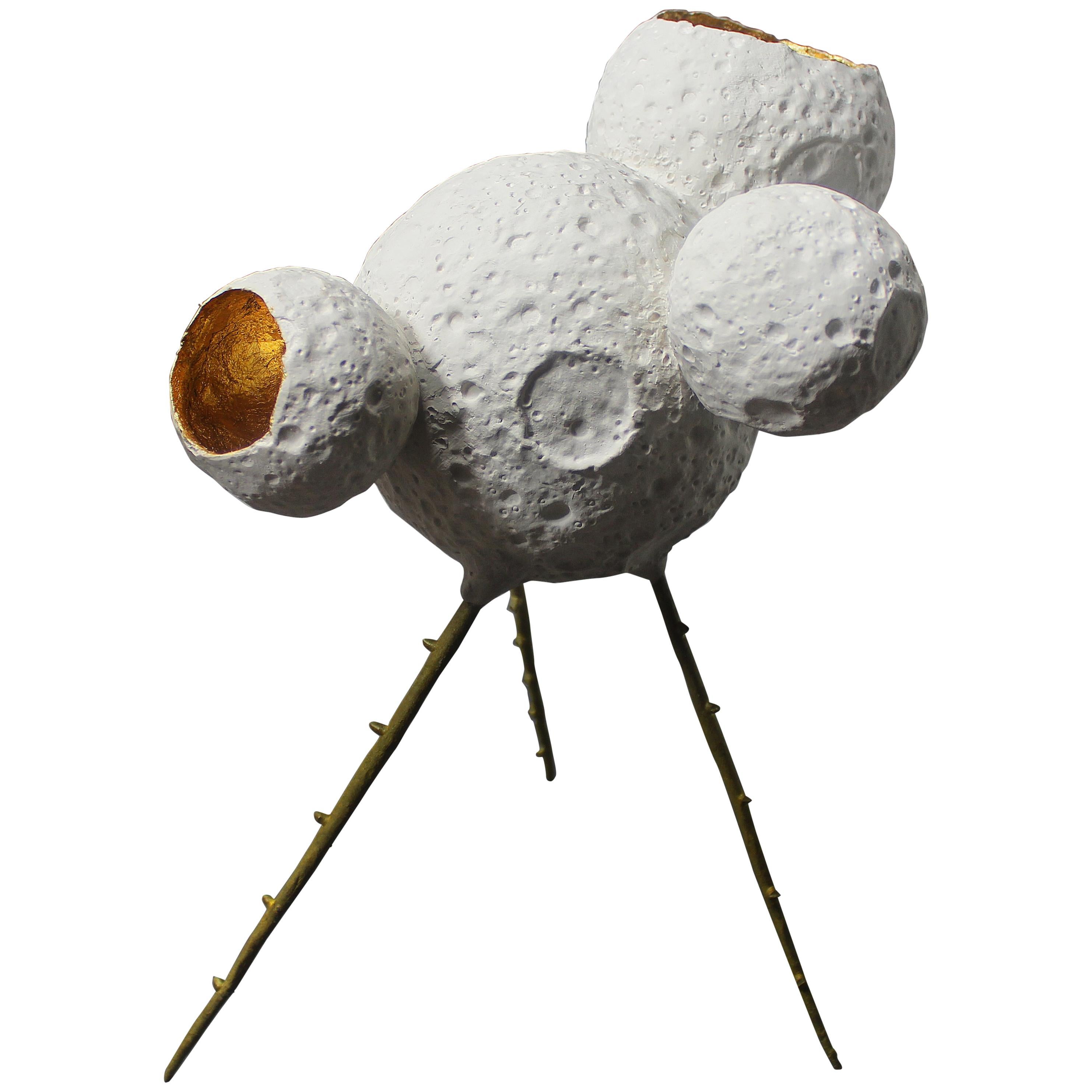 MM0005 Sculpture by Mikel Durlam and Monty J, Ceramic, Gold Leaf and Brass im Angebot