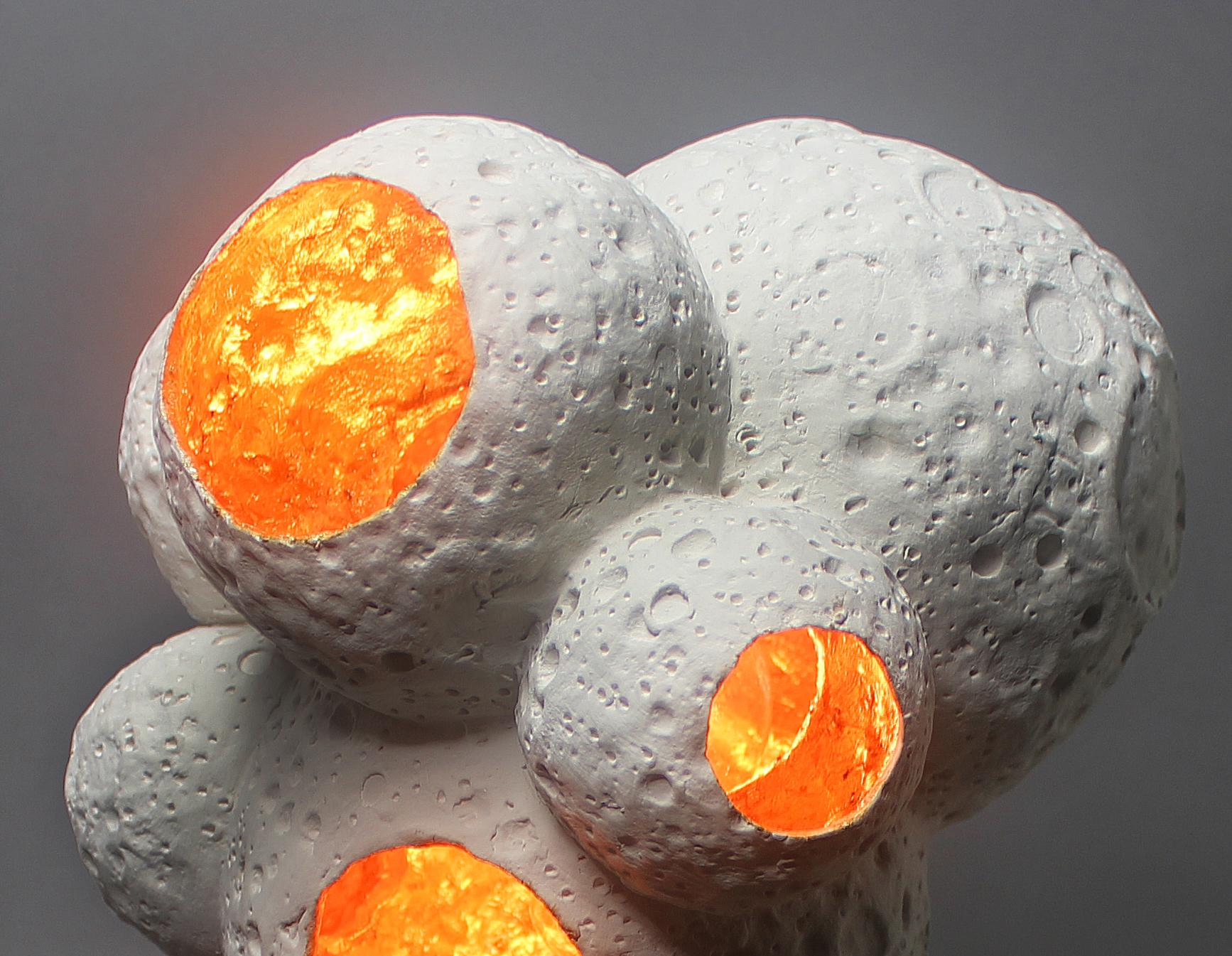 Modern MM0006 Illuminated Ceramic and Mixed Media Sculpture by Mikel Durlam and Monty J For Sale
