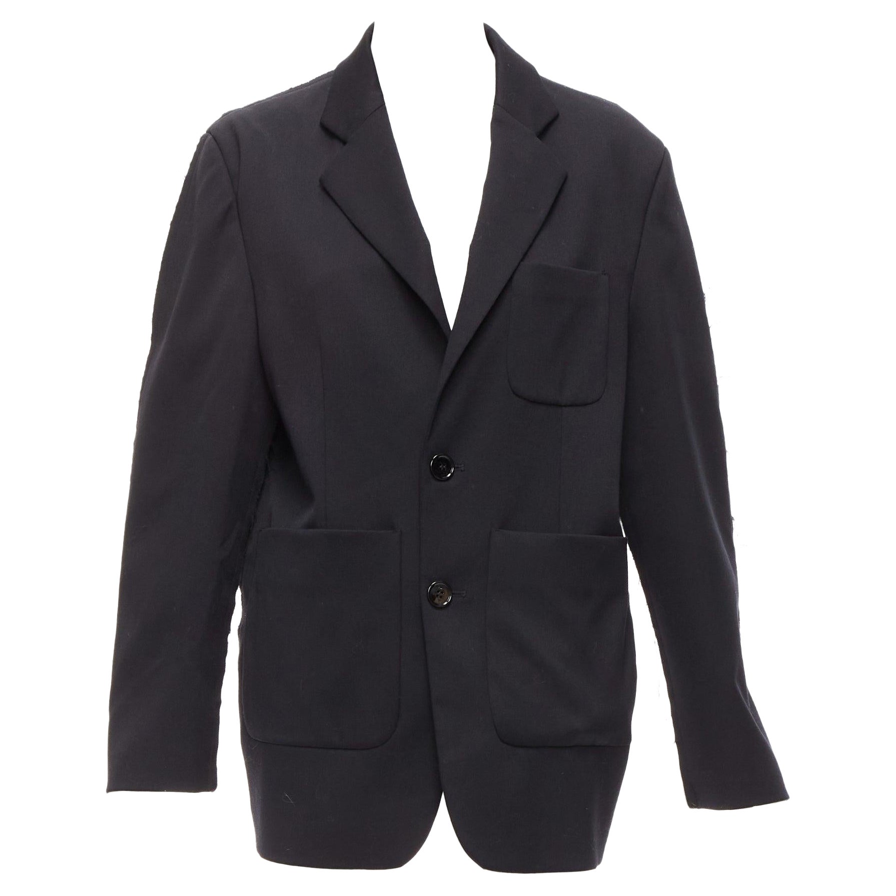 MM6 Schwarzgrauer kastenförmiger Blazer aus Schurwollmischung mit kontrastierendem Rückenausschnitt IT38 XS