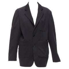 MM6 blazer boxy in misto lana vergine grigio nero con bordi sfrangiati sul retro IT38 XS