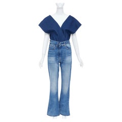 MM6 MAISON MARGIELA 2021 Runway Denim Salopette wrap flared jumpsuit IT40 S