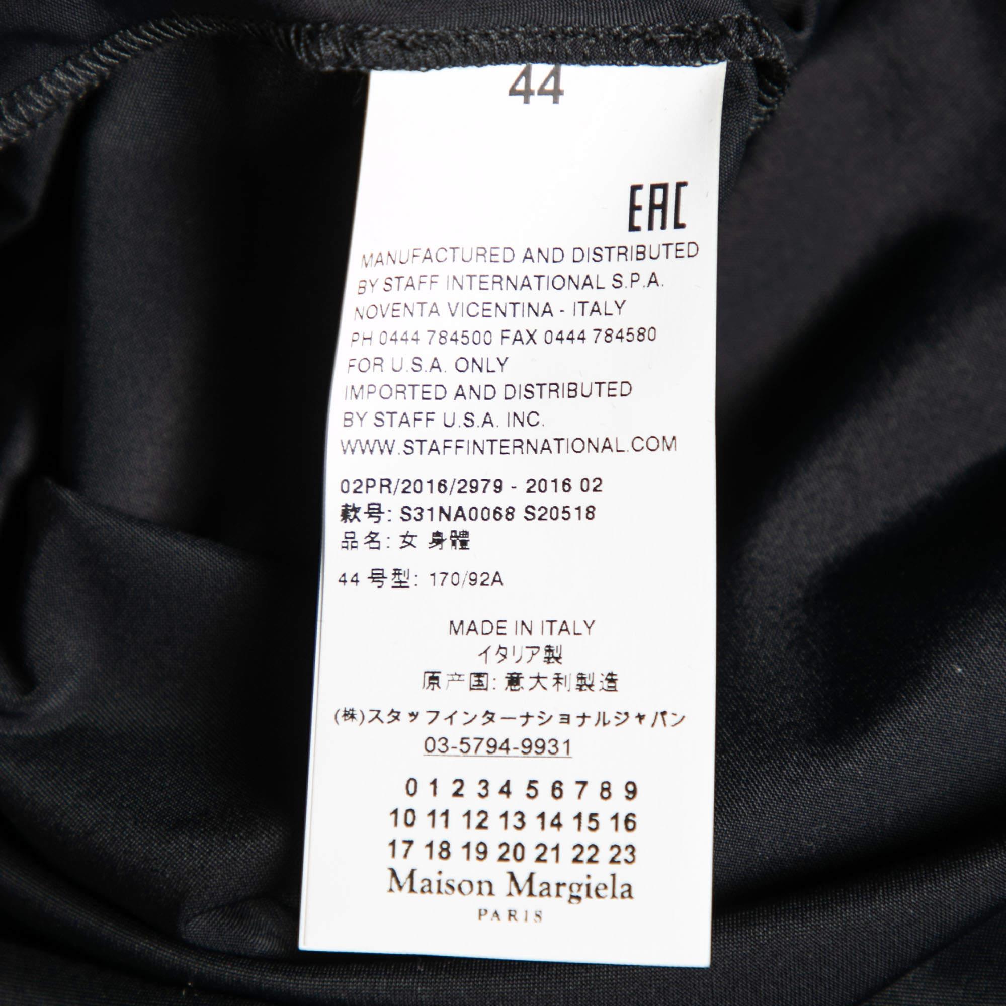 Donna MM6 Maison Margiela - Body a manica lunga in jersey nero con dettaglio overlay M. I. in vendita