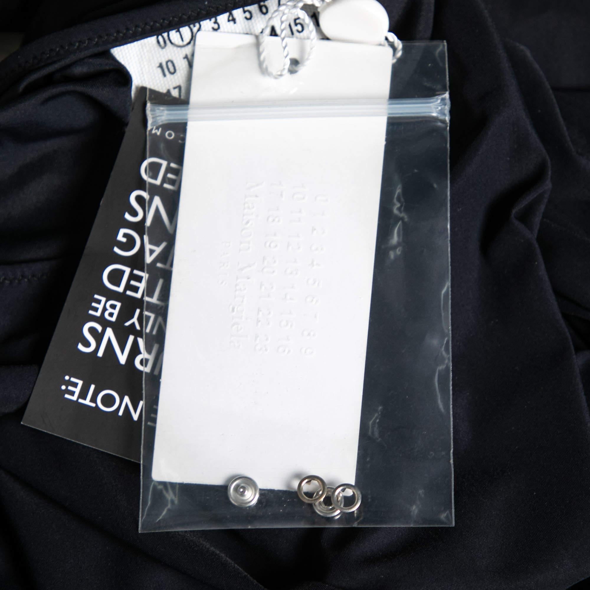 MM6 Maison Margiela - Body a manica lunga in jersey nero con dettaglio overlay M. I. in vendita 3