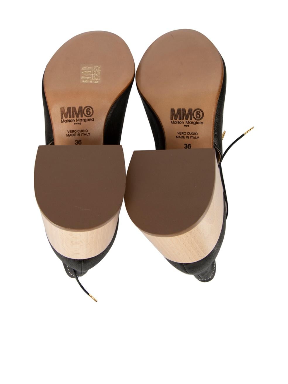 Women's MM6 Maison Margiela Black Leather Cut Out Button Embellished Boots Size IT 36