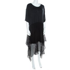 MM6 Maison Margiela Black Mesh Panel Overlay Oversized Midi Dress XS