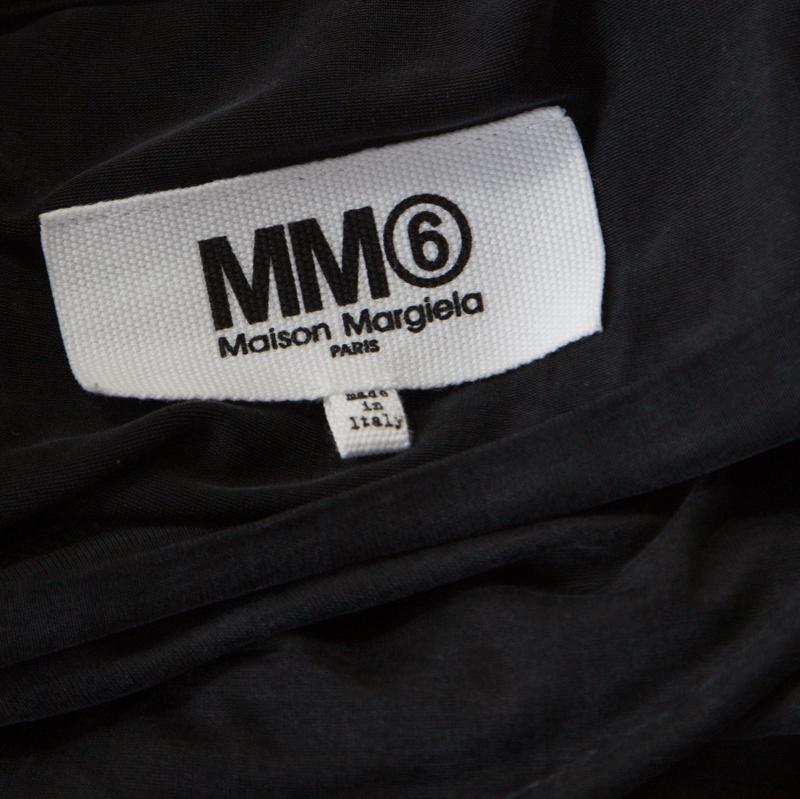 MM6 Maison Margiela Black Mesh Panel Overlay Oversized Midi Dress XS For Sale 1