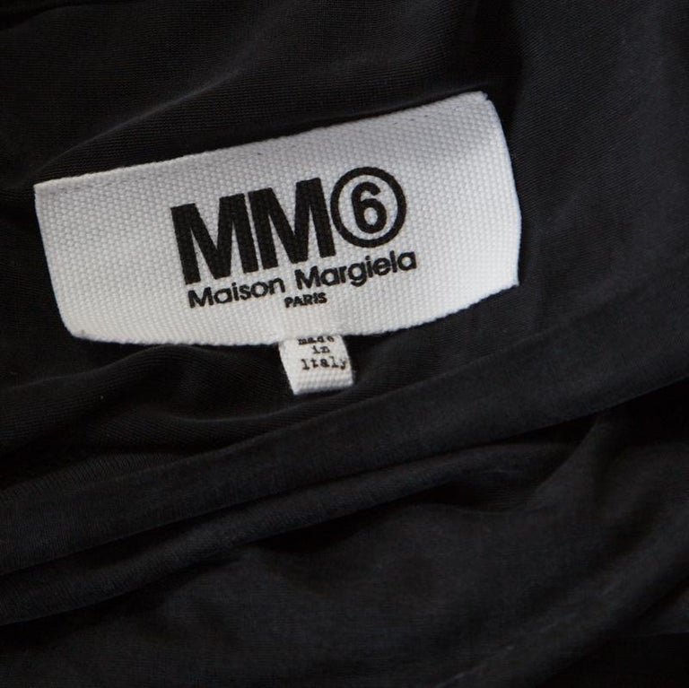 MM6 Maison Margiela Black Mesh Panel Overlay Oversized Midi Dress XS ...
