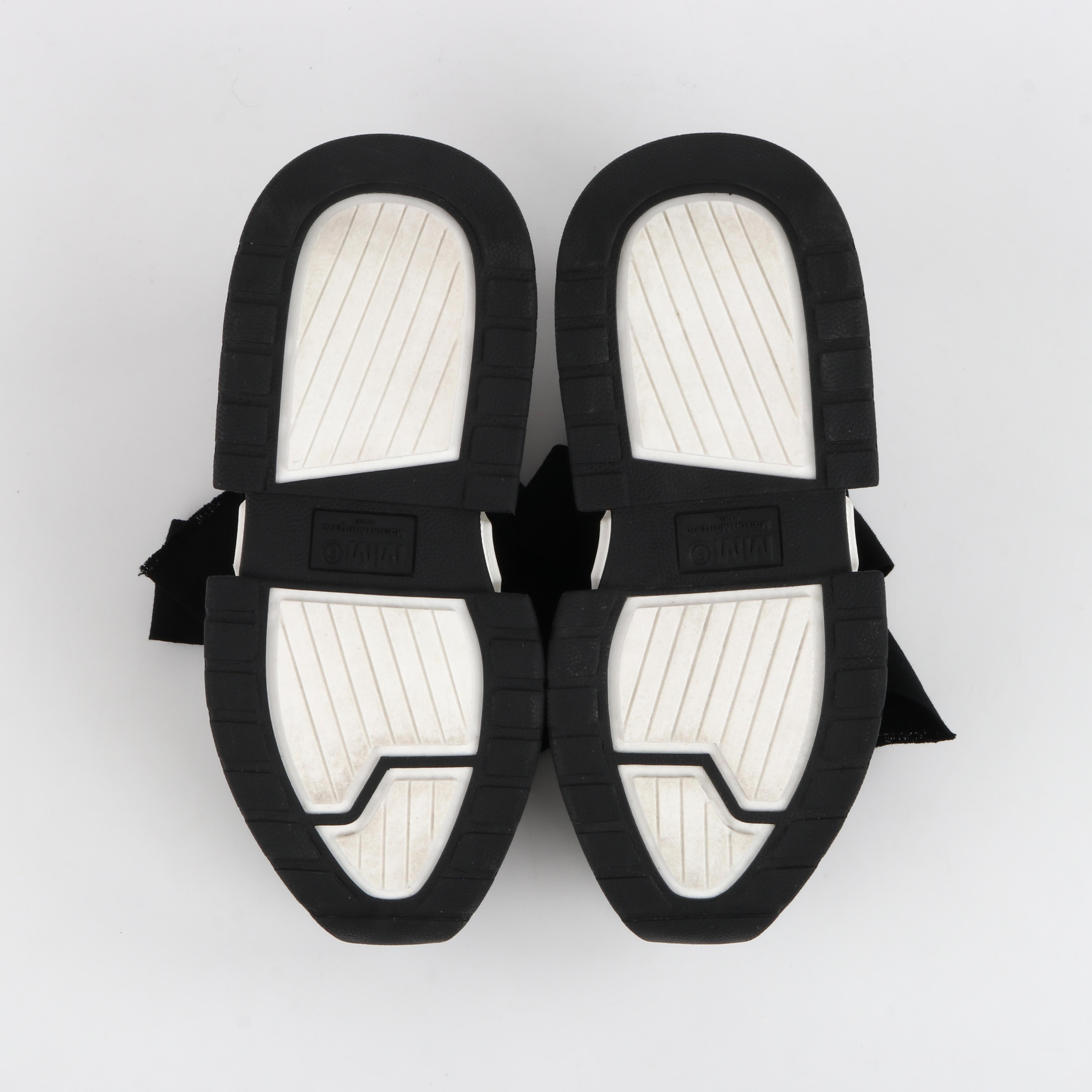 MM6 MAISON MARGIELA c.2019 Black White Platform Ribbon Bow Wrap Sneaker Shoes For Sale 7