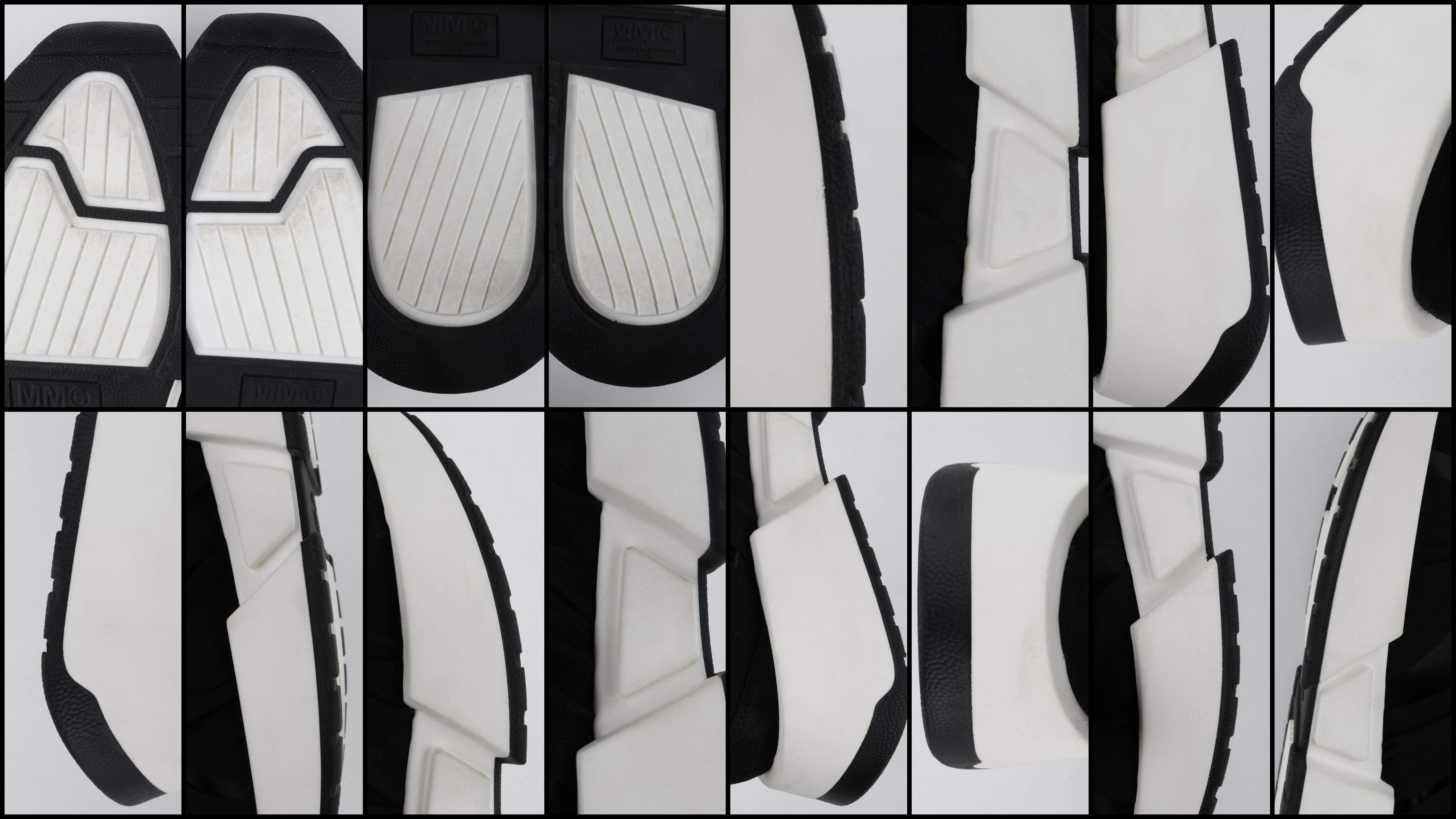 MM6 MAISON MARGIELA c.2019 Black White Platform Ribbon Bow Wrap Sneaker Shoes For Sale 10