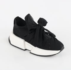 MM6 Maison Margiela c.2019 Nero Bianco Piattaforma Fiocco Avvolgente Scarpe Sneaker