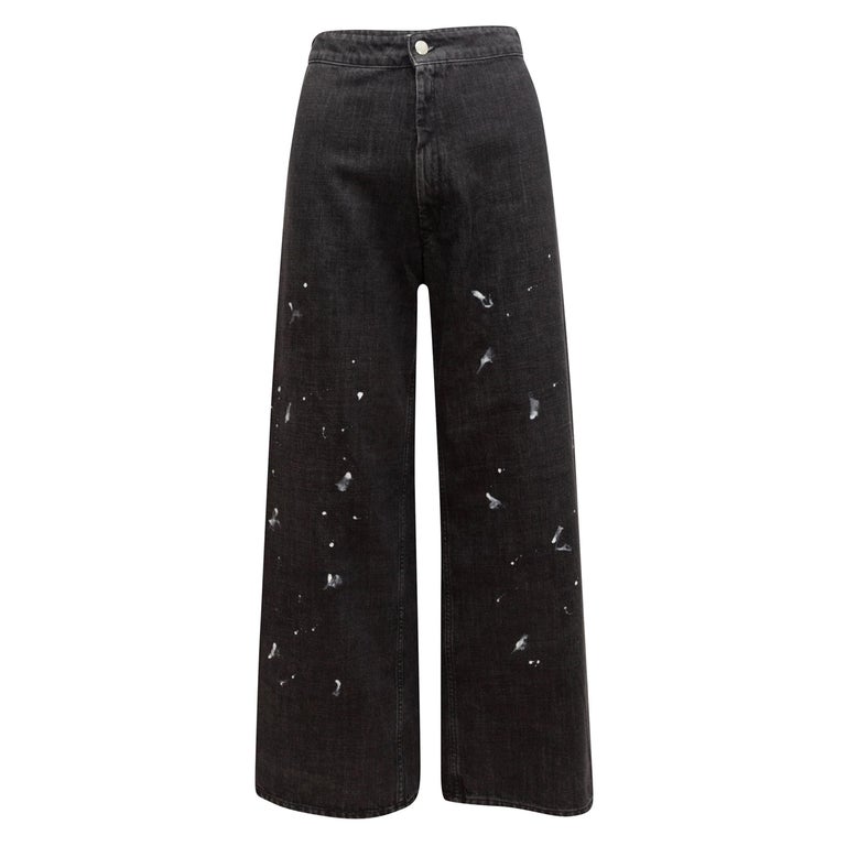 MM6 Maison Margiela Charcoal Wide-Leg Paint Splatter Jeans - Main Image