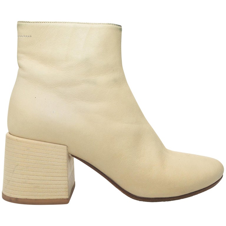 MM6 Maison Margiela Cream Leather Ankle Boots For Sale at 1stDibs | cream  boots