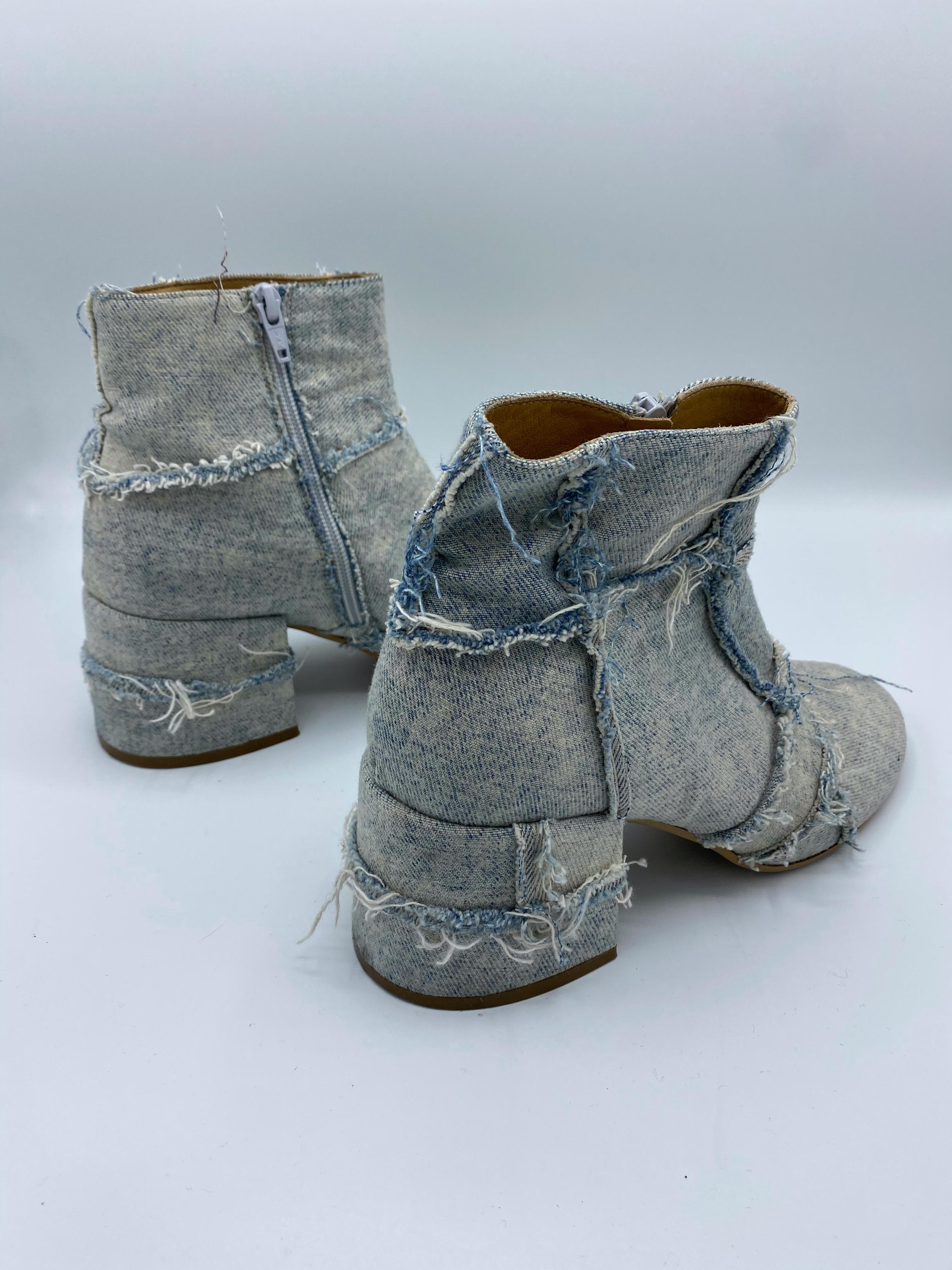 Gris MM6 Maison Margiela Denim Ankle Boots, Taille 38 en vente