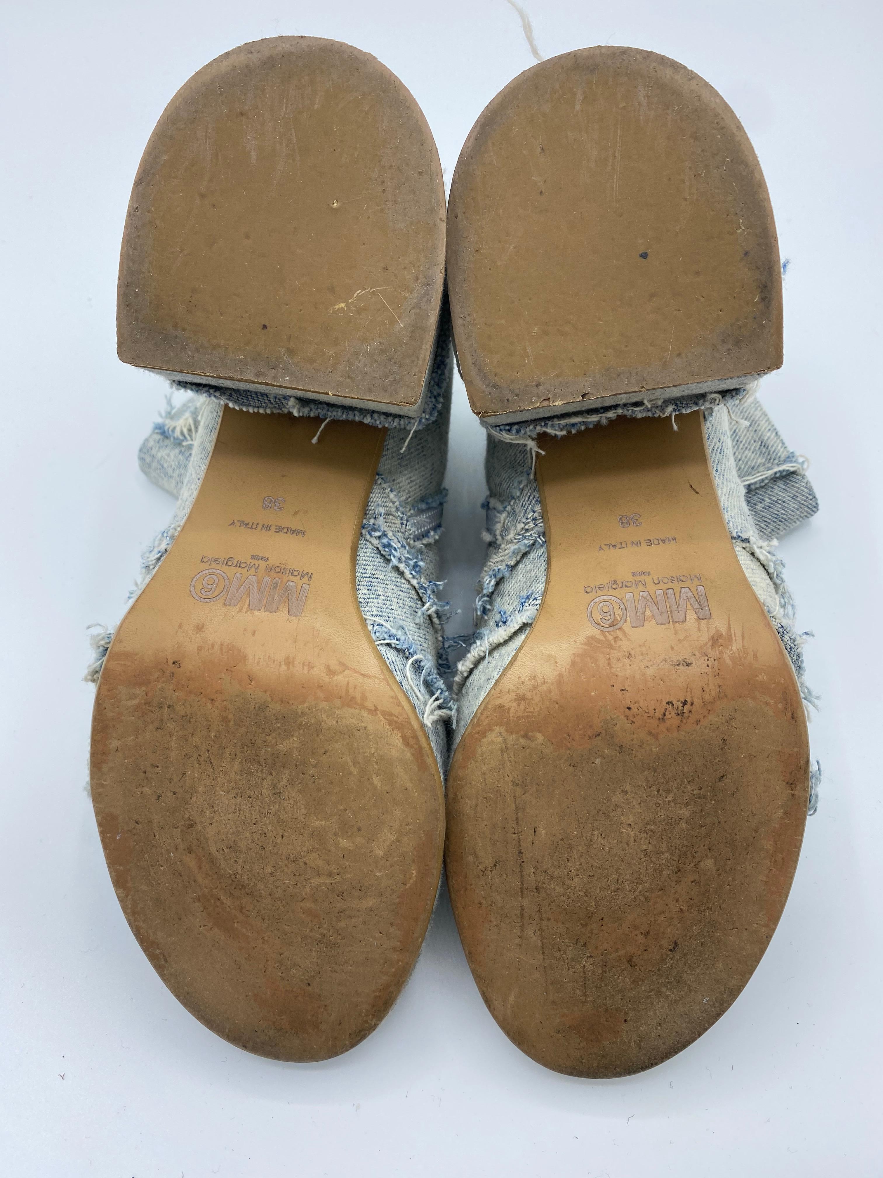 Gray MM6 Maison Margiela Denim Ankle Boots, Size 38 For Sale