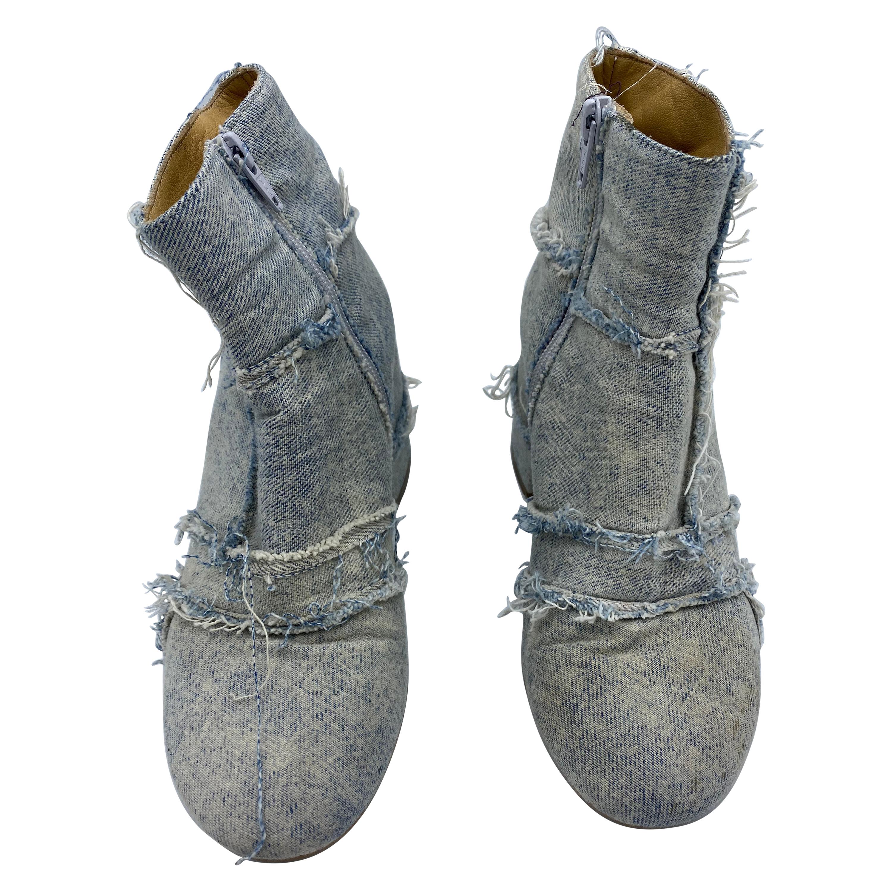 MM6 Maison Margiela Denim-Stiefeletten aus Denim, Größe 38 im Angebot