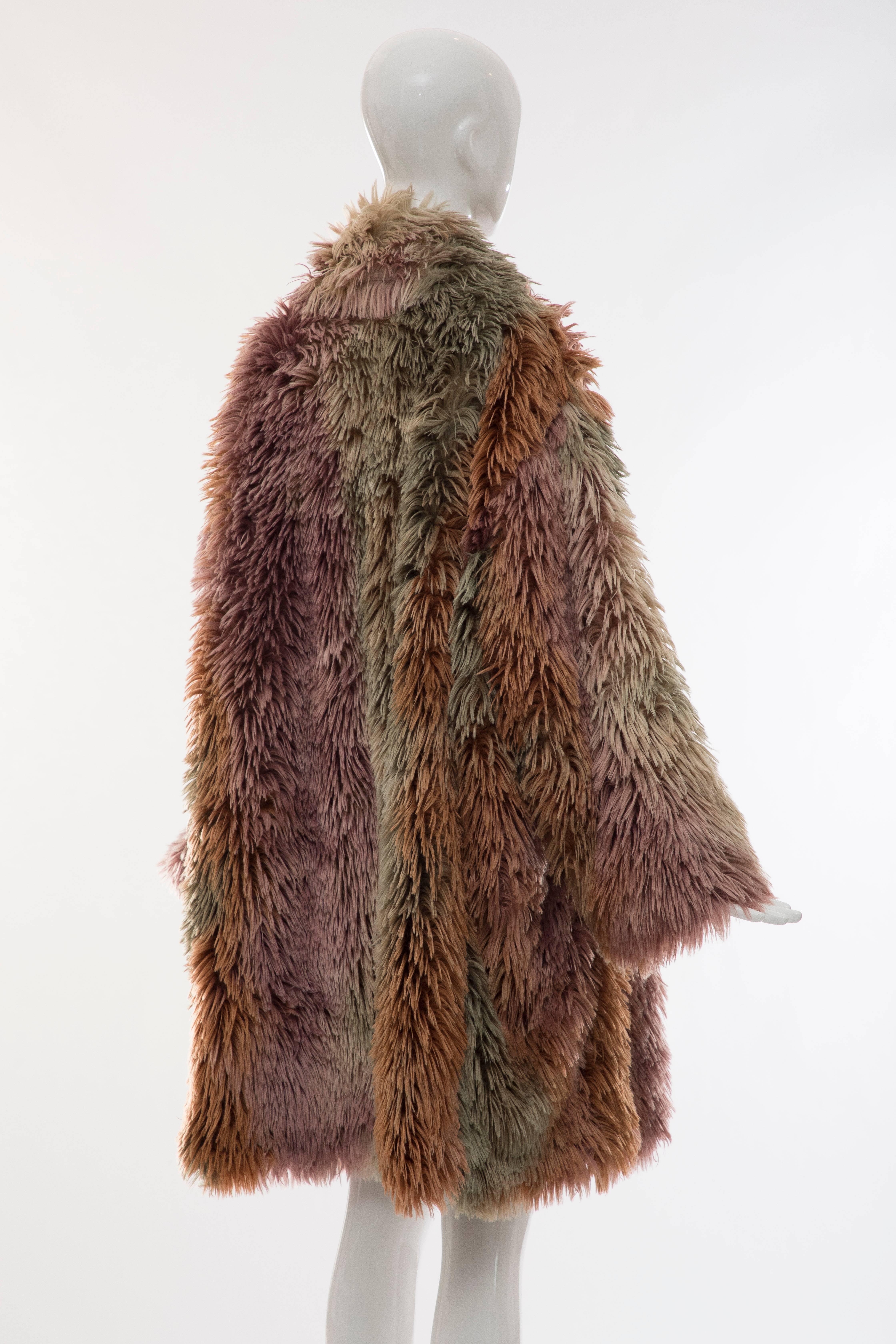 Brown MM6 Maison Margiela Faux Fur Double Breasted Coat