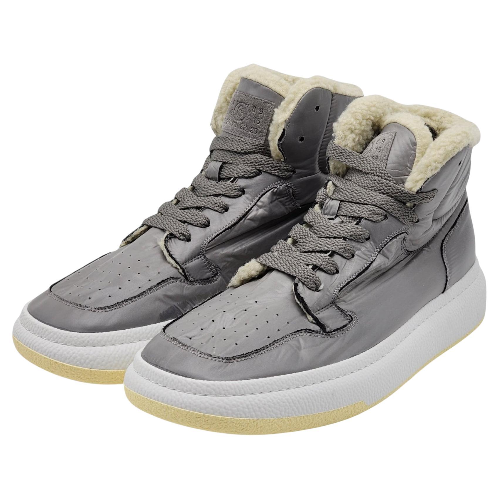 MM6 Maison Margiela Gray High Top Basketball Sneakers For Sale