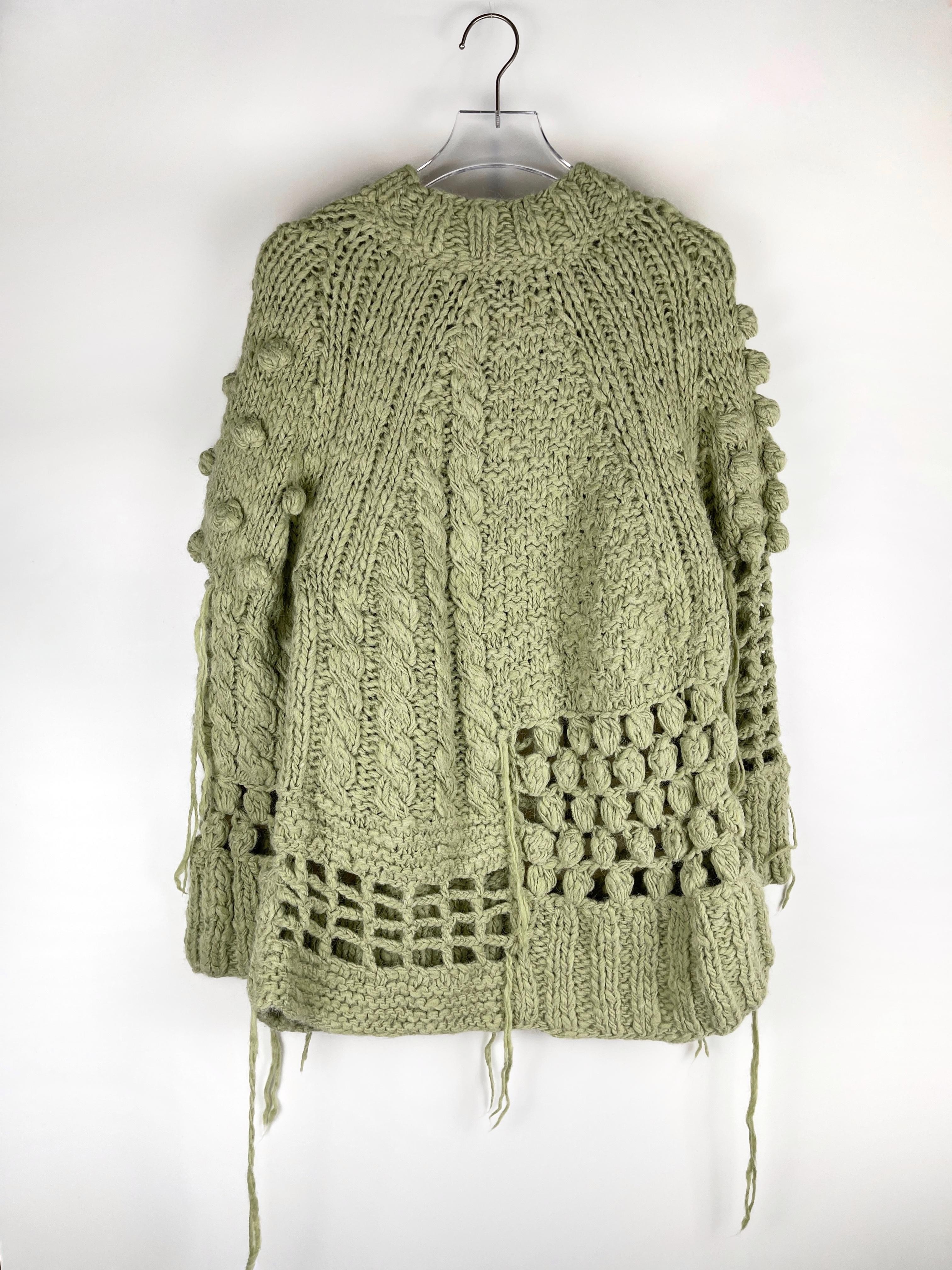 Women's or Men's MM6 Maison Margiela Green Alpaca Abstract Sweater  For Sale