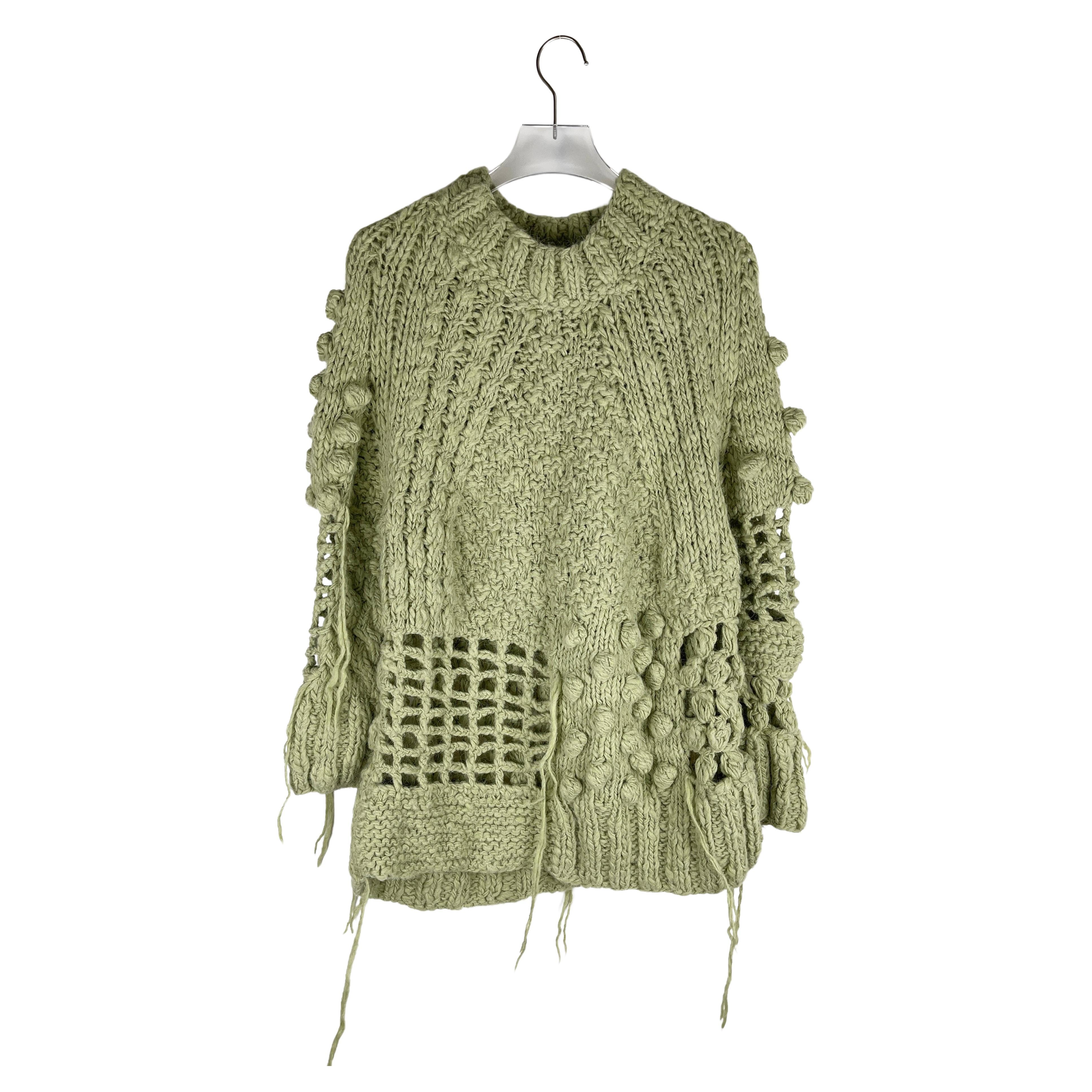 MM6 Maison Margiela Green Alpaca Abstract Sweater  For Sale