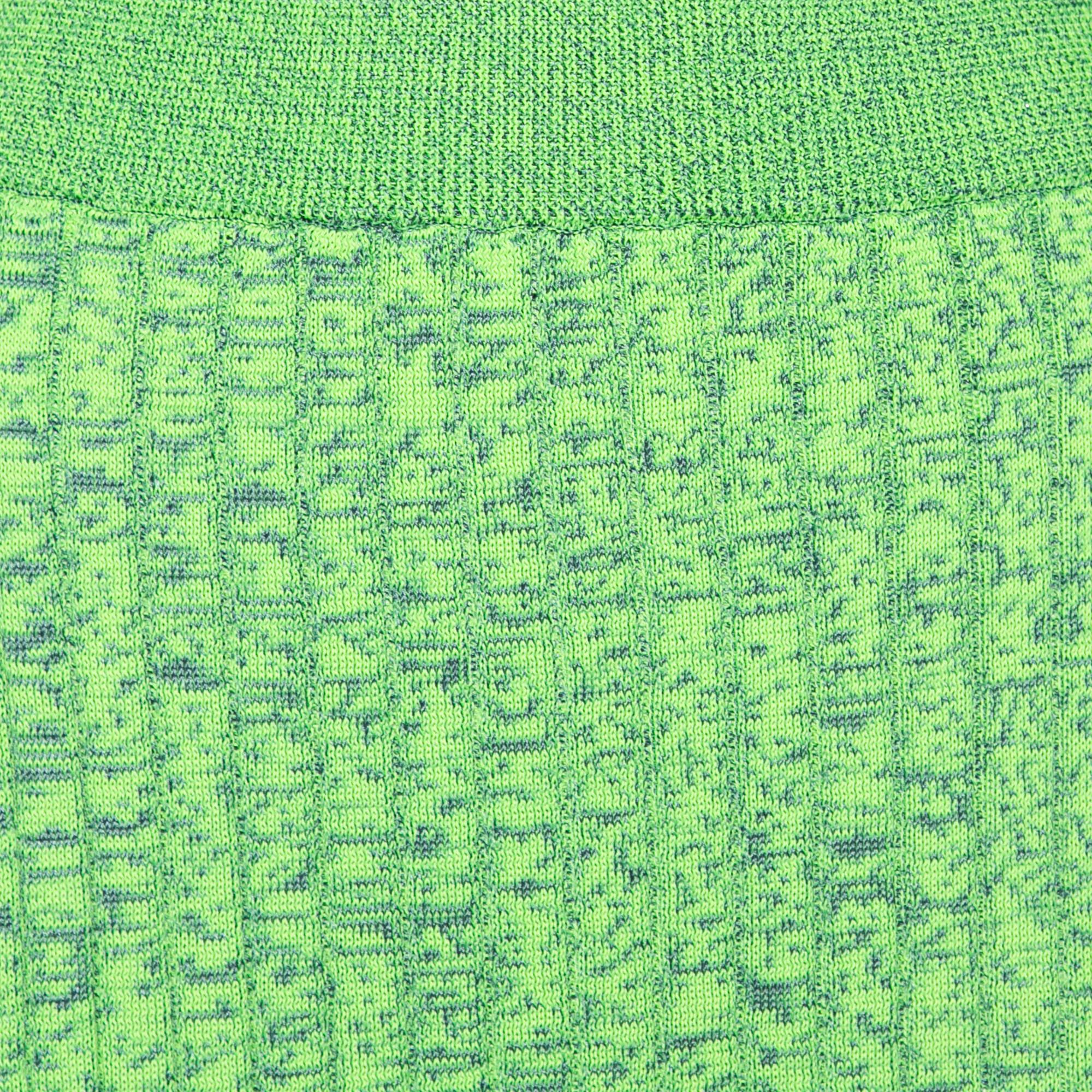 MM6 Maison Margiela Green Space Dyed Rib Knit Slit Detail Skirt S In Excellent Condition For Sale In Dubai, Al Qouz 2