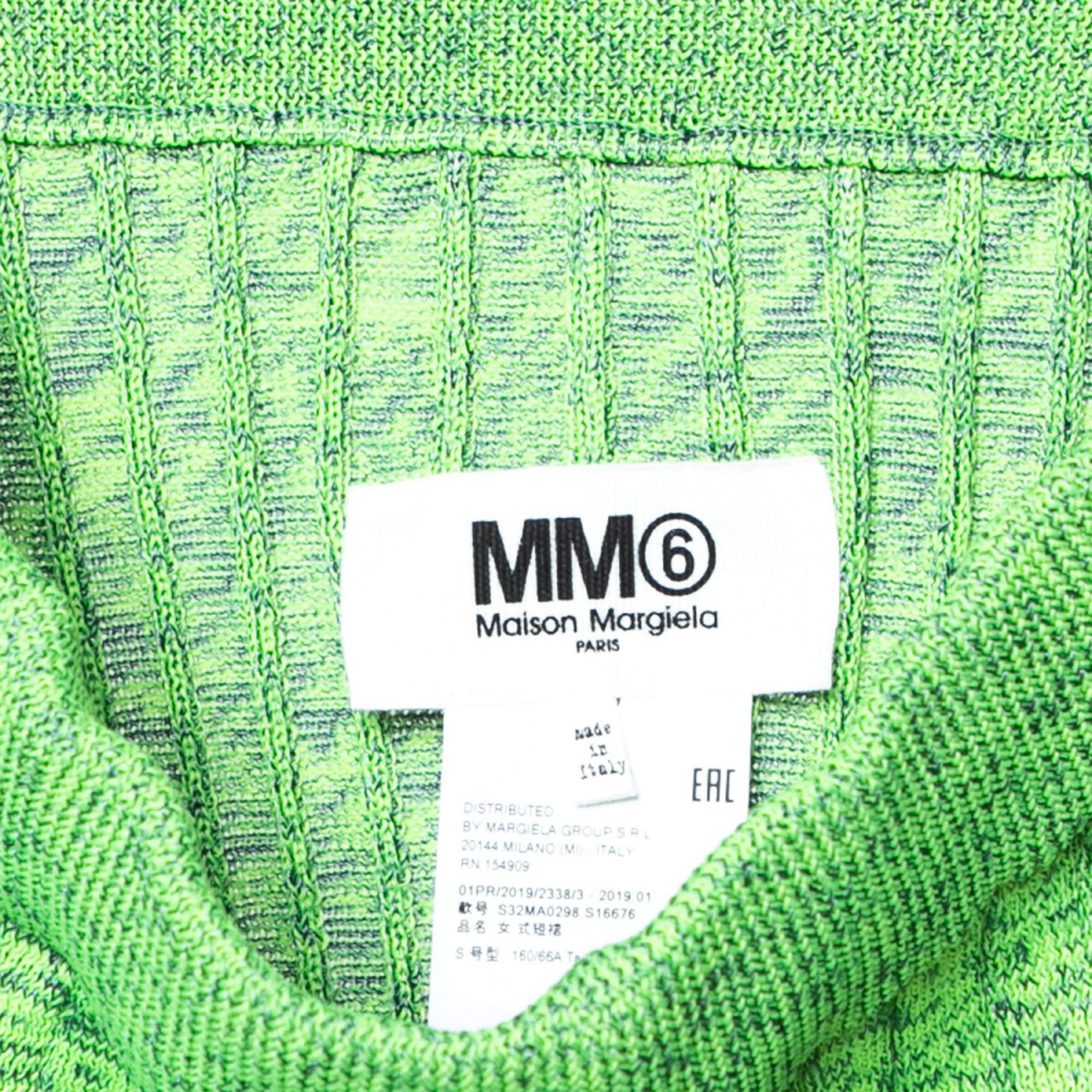 Women's MM6 Maison Margiela Green Space Dyed Rib Knit Slit Detail Skirt S For Sale