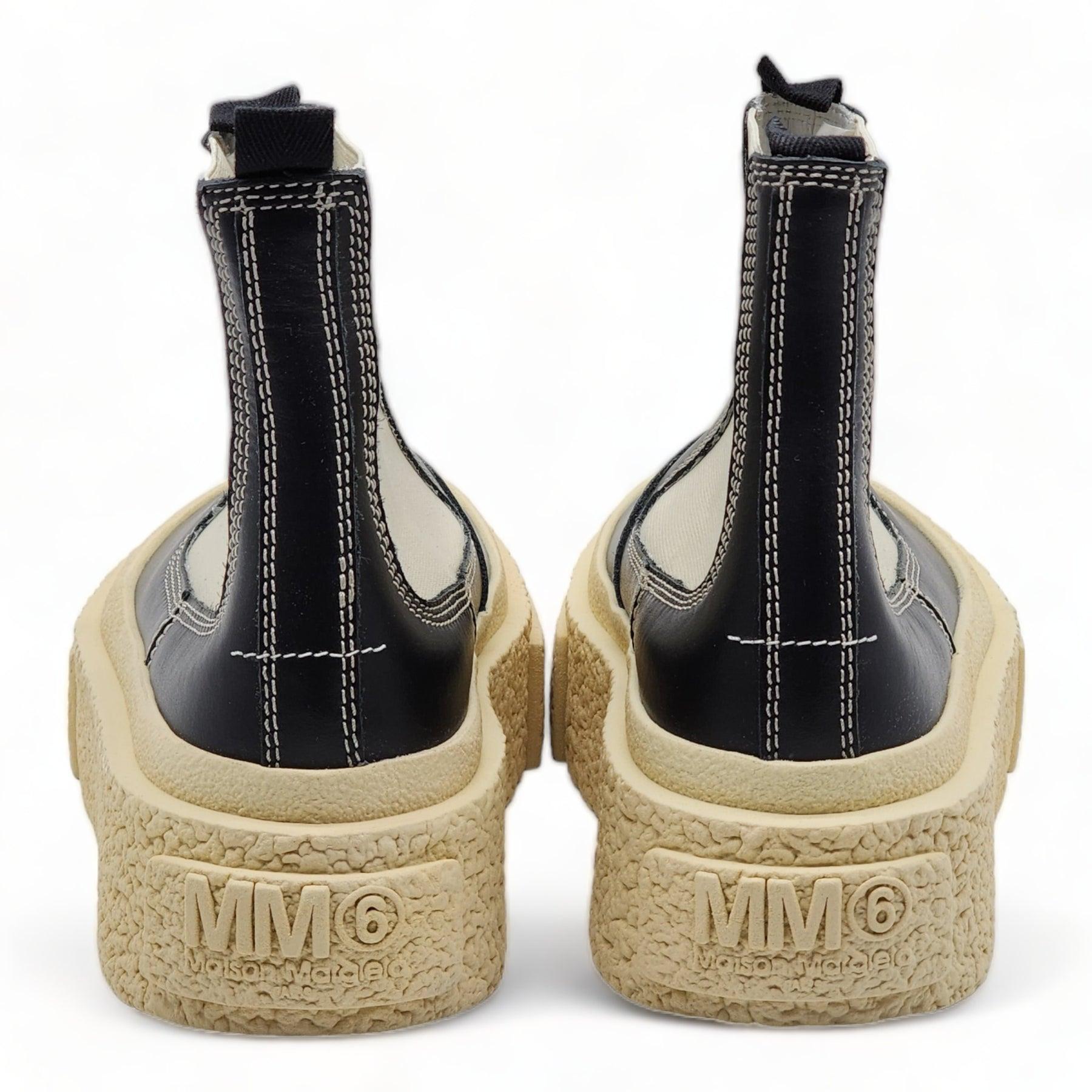 Beige MM6 Maison Margiela Round-toe Leather Ankle Boots For Sale