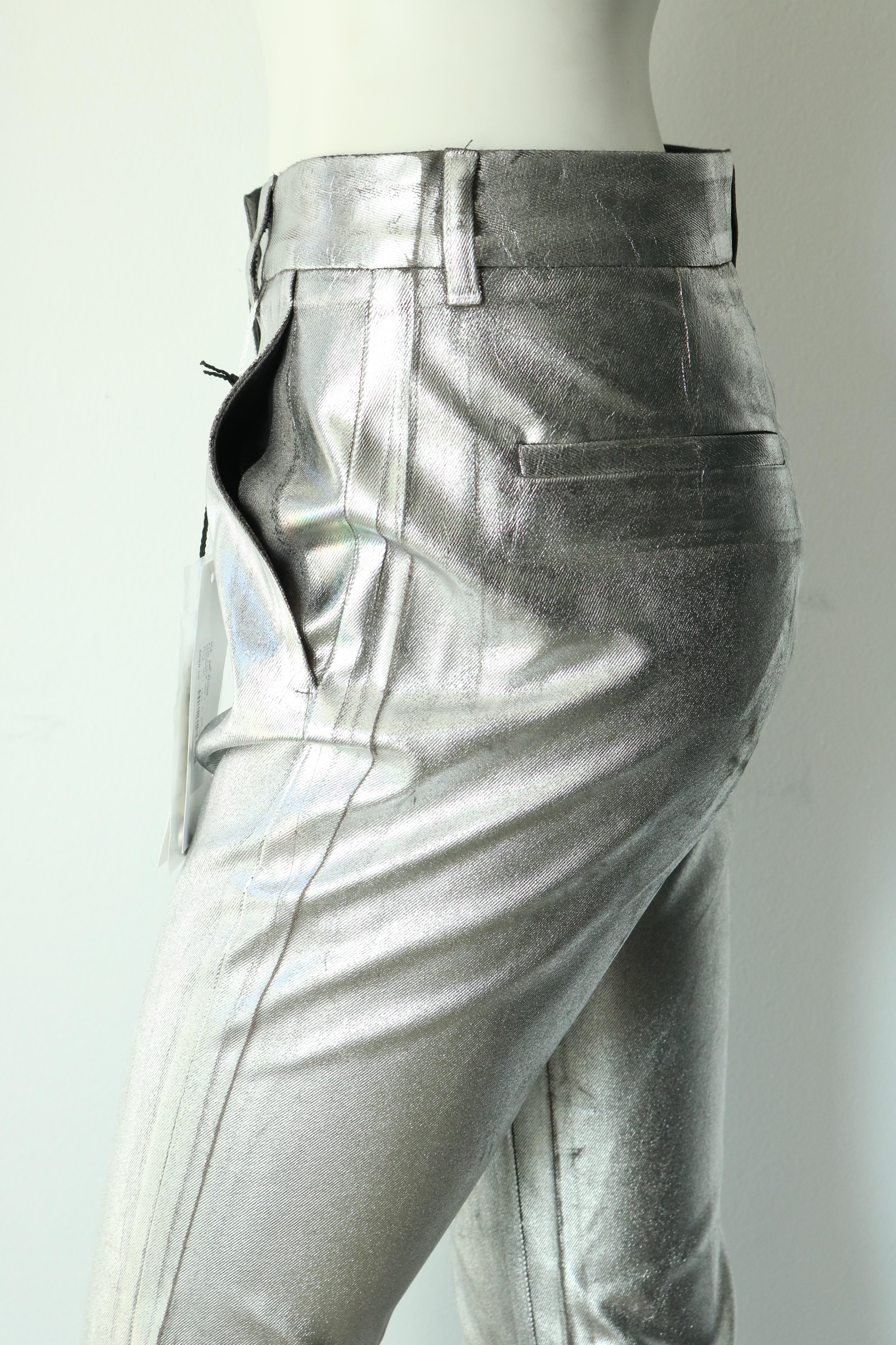 metallic silver pants