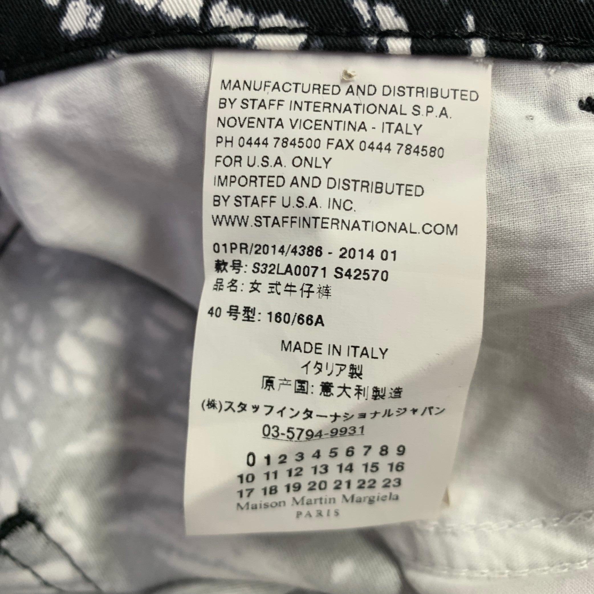 MM6 MAISON MARGIELA Size 4 Black White Cotton Blend Print Casual Pants For Sale 1