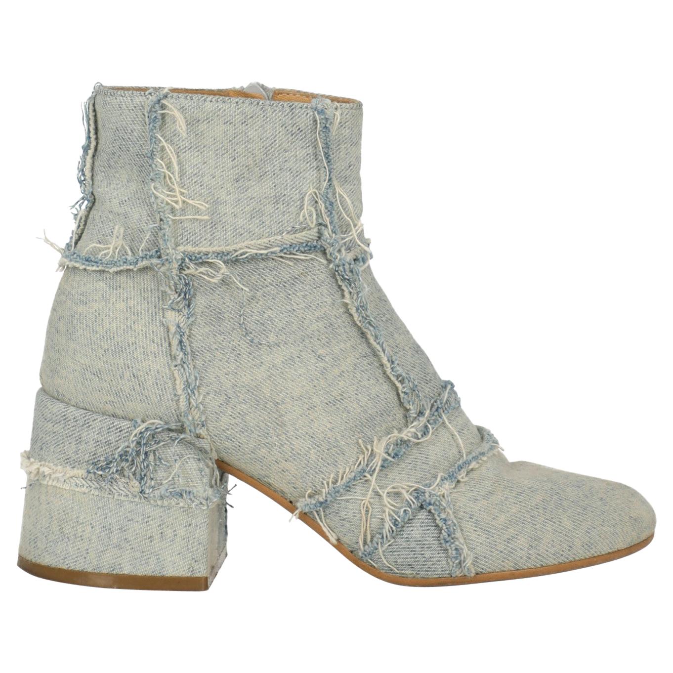 Mm6 Maison Margiela Women  Ankle boots Blue Cotton IT 36 For Sale