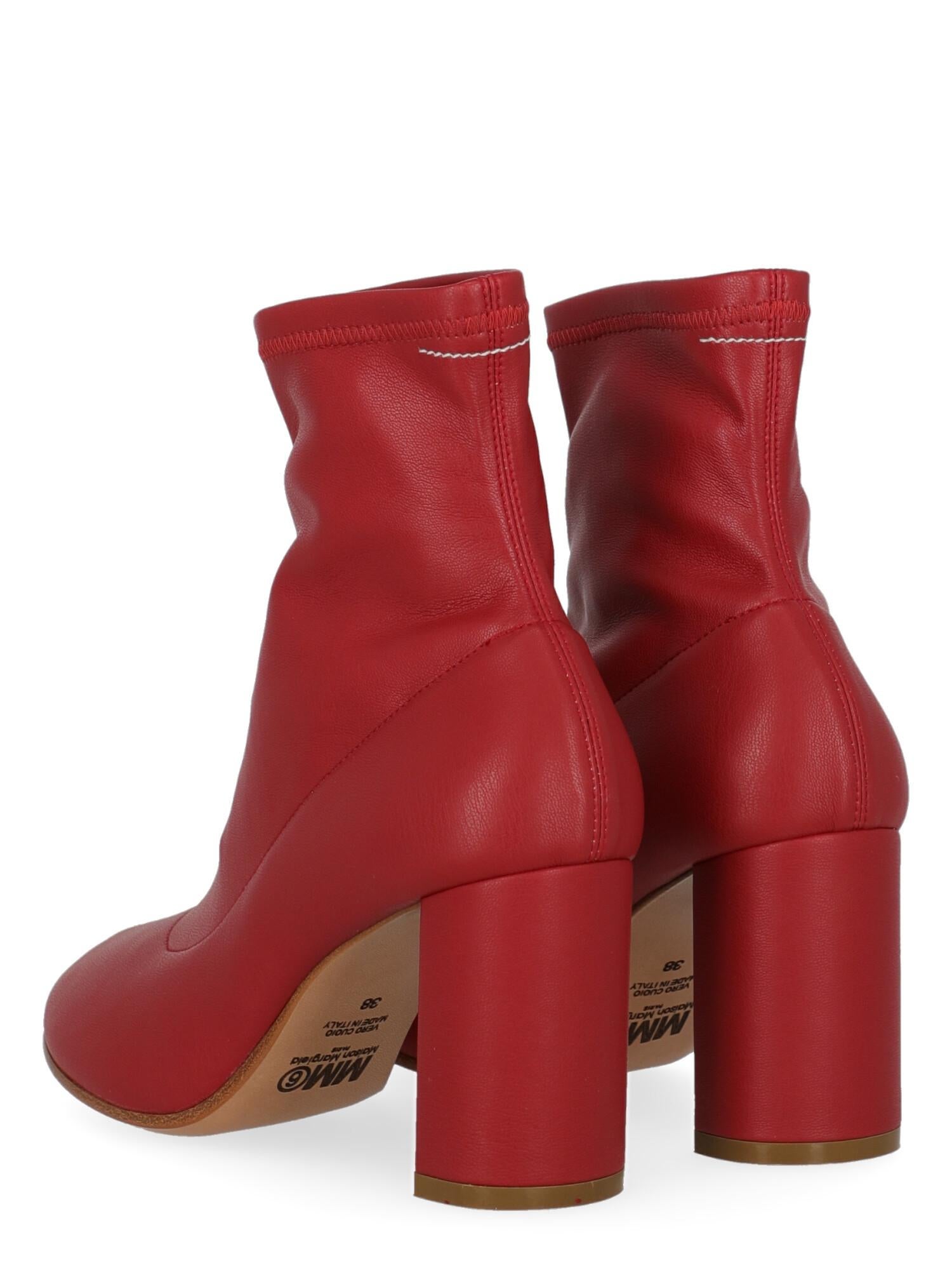 red leather ankle boots