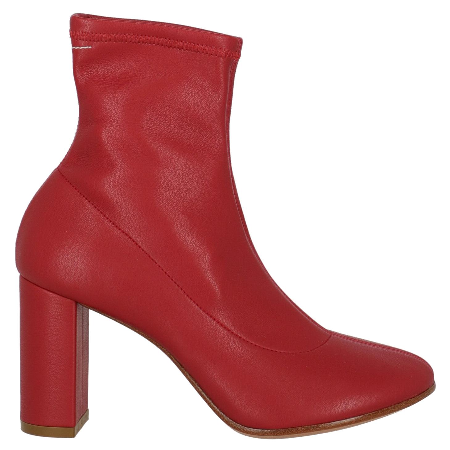 Mm6 Maison Margiela  Women   Ankle boots  Red Leather EU 38 For Sale