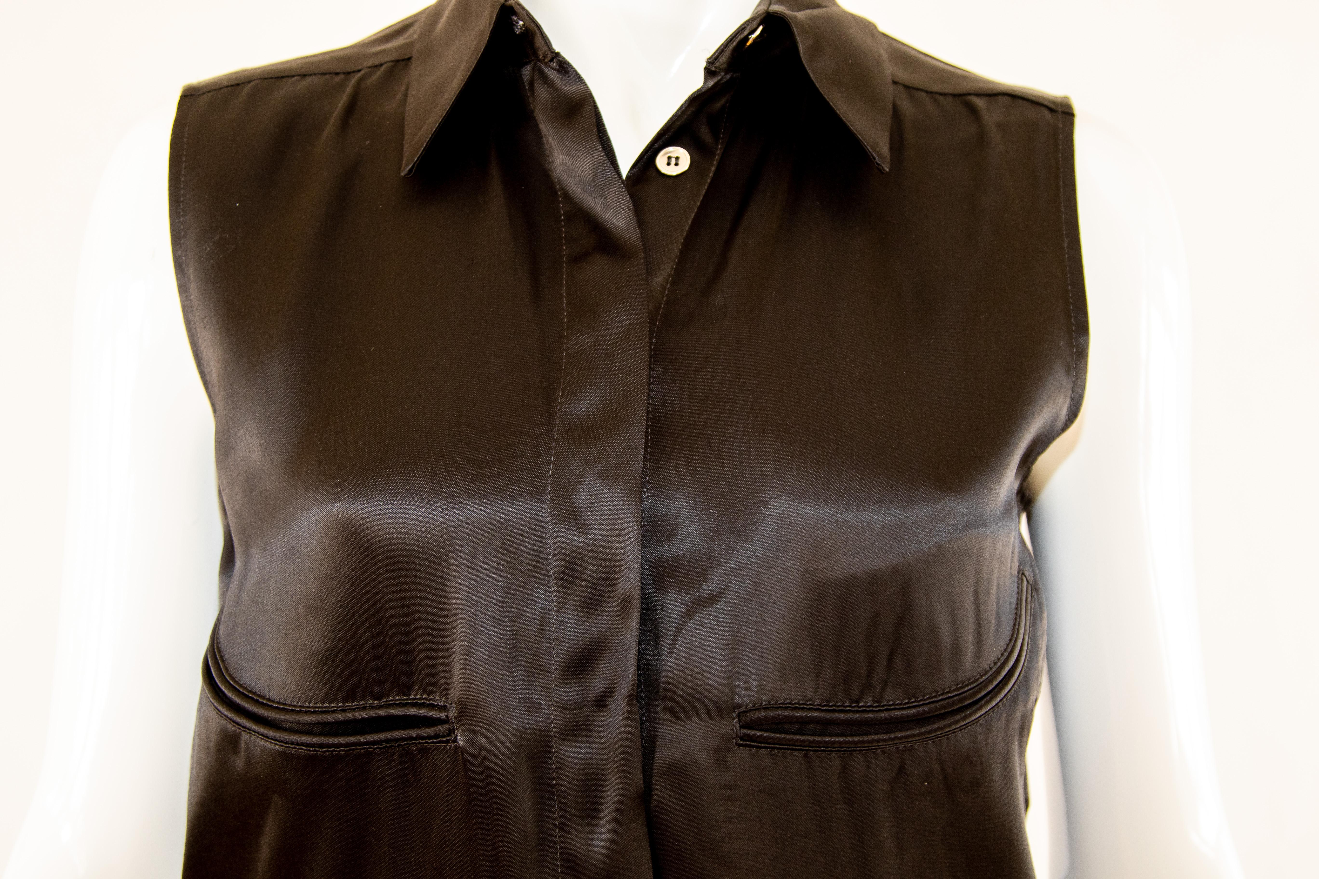 Maison Martin Margiela Black Satin Jumpsuit sleeveless Tie back (sans manches) en vente 2