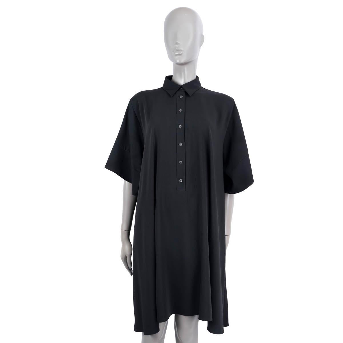 Black MM6 MARTIN MARGIELA black polyester SHORT SLEEVE SHIRT Dress 46 XL For Sale