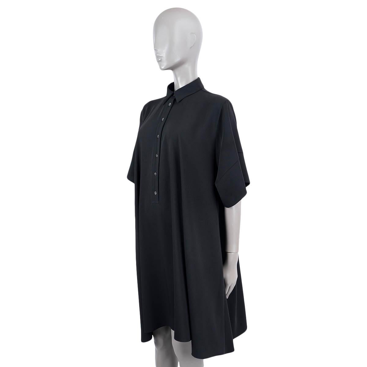 MM6 MARTIN MARGIELA black polyester SHORT SLEEVE SHIRT Dress 46 XL In Excellent Condition For Sale In Zürich, CH
