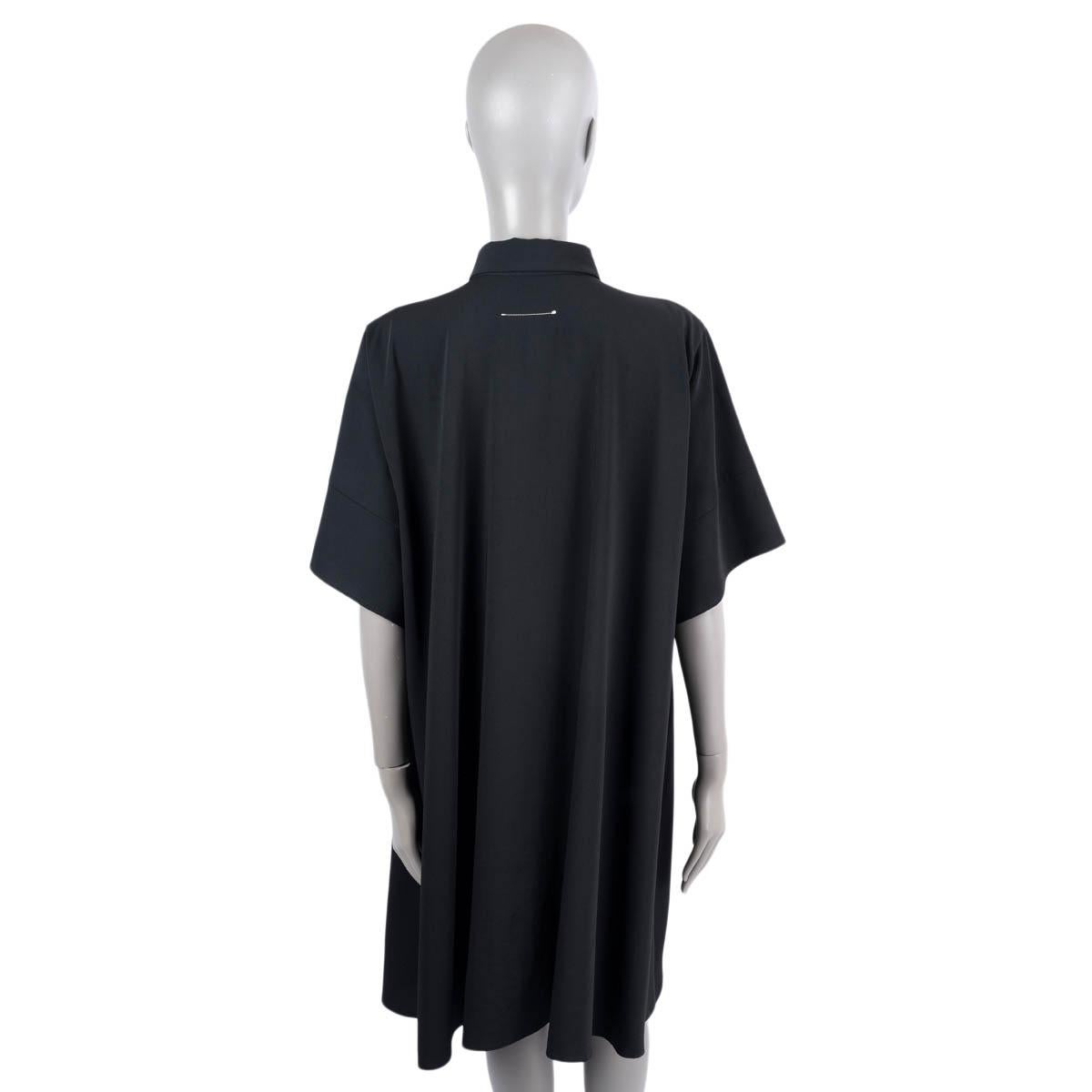 Women's MM6 MARTIN MARGIELA black polyester SHORT SLEEVE SHIRT Dress 46 XL For Sale