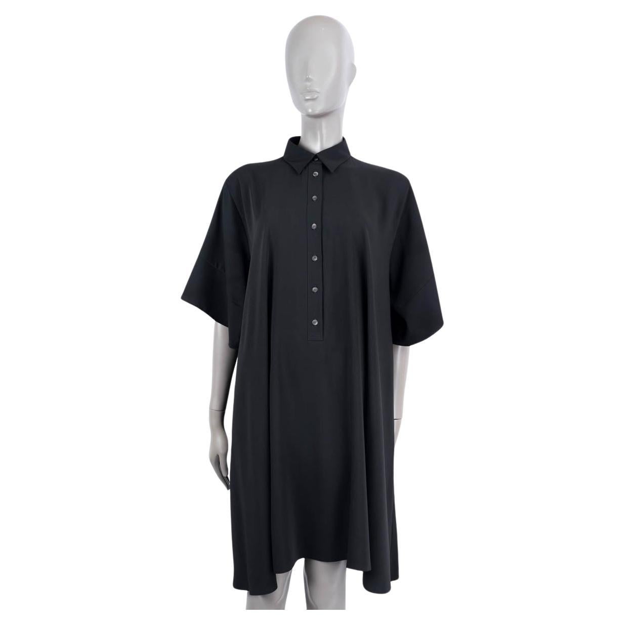 MM6 MARTIN MARGIELA black polyester SHORT SLEEVE SHIRT Dress 46 XL For Sale
