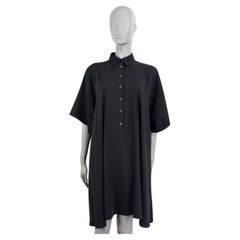 MM6 MARTIN MARGIELA schwarzes Polyester SHORT SLEEVE SHIRT Kleid 46 XL